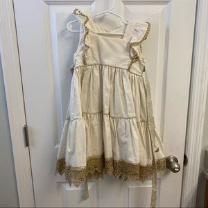 Little Bird Clothing Co ivory and gold dress size 5